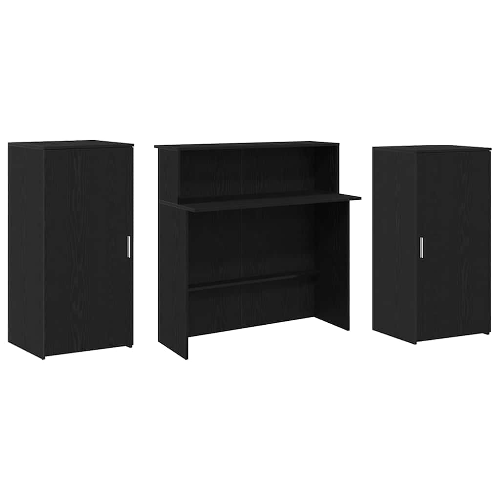 recepciós pult fekete tölgyszínű 200x50x103,5 cm szerelt fa