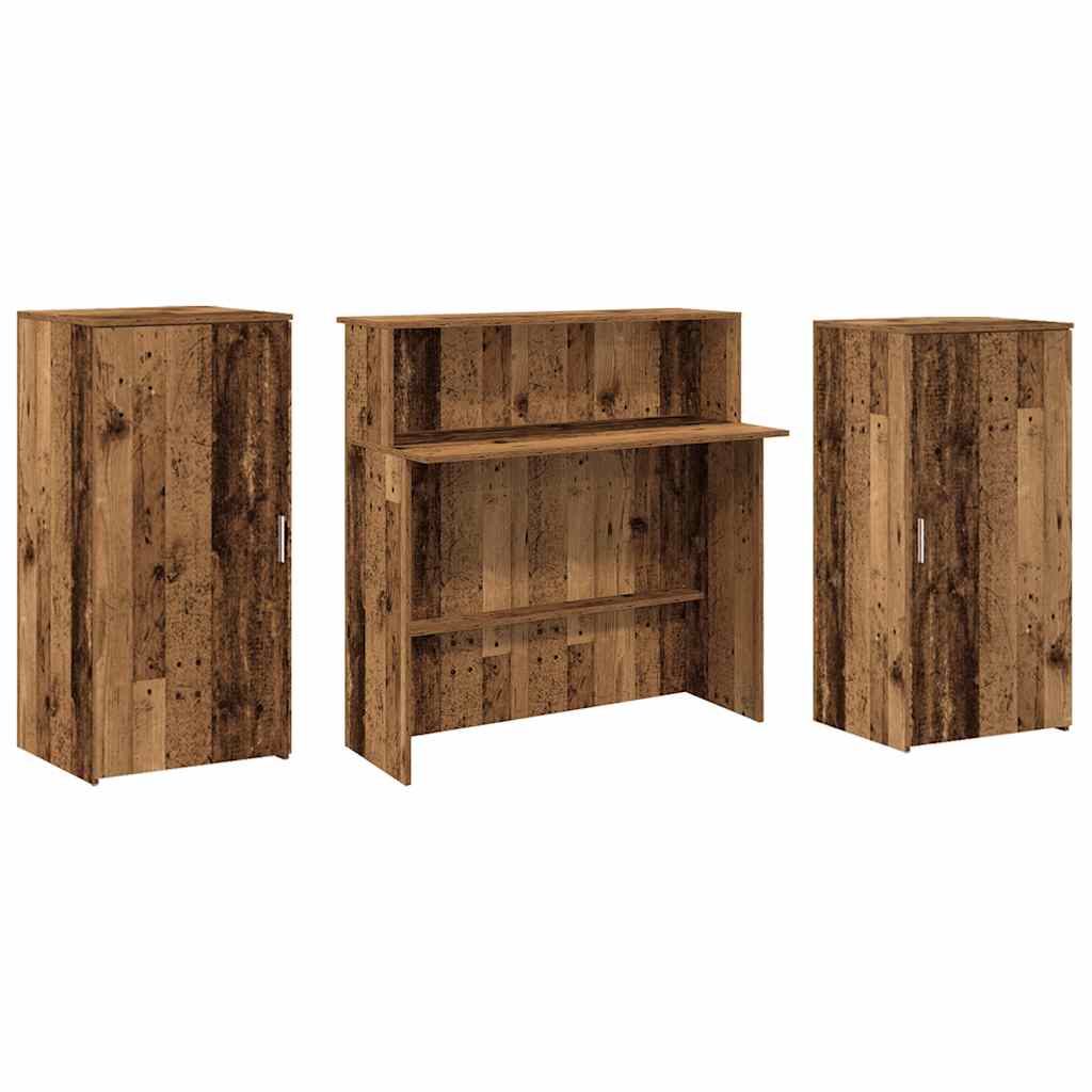 recepciós pult antik fa 200x50x103,5 cm szerelt fa