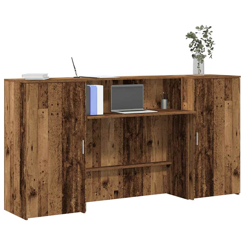 recepciós pult antik fa 200x50x103,5 cm szerelt fa