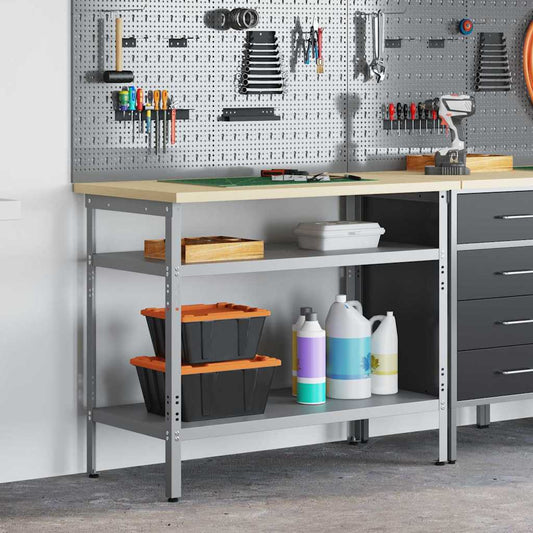 Munkaasztal polcokkal Szürke 100 x 55 x 85 cm Porszórt acél