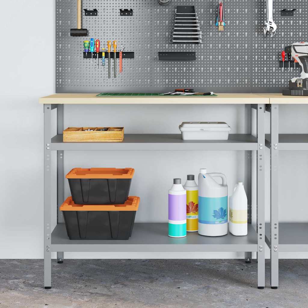 Munkaasztal polcokkal Szürke 100 x 55 x 85 cm Porszórt acél