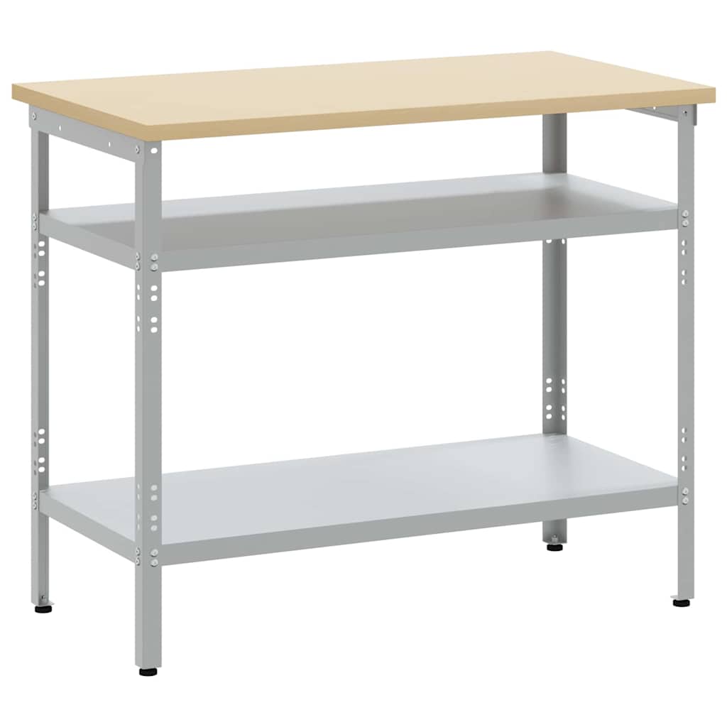 Munkaasztal polcokkal Szürke 100 x 55 x 85 cm Porszórt acél
