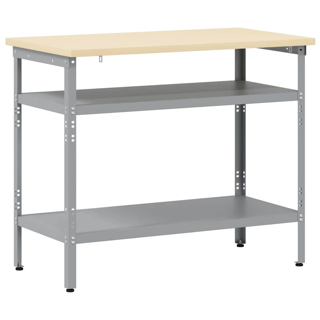 Munkaasztal polcokkal Szürke 100 x 55 x 85 cm Porszórt acél