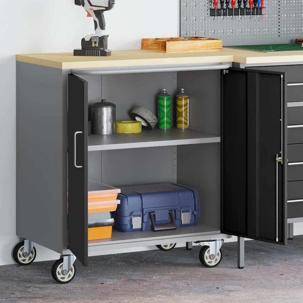Trolley Rolling Workbench Fekete és Szürke 75 x 45 x 85 cm