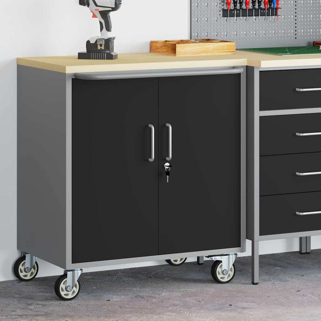 Trolley Rolling Workbench Fekete és Szürke 75 x 45 x 85 cm