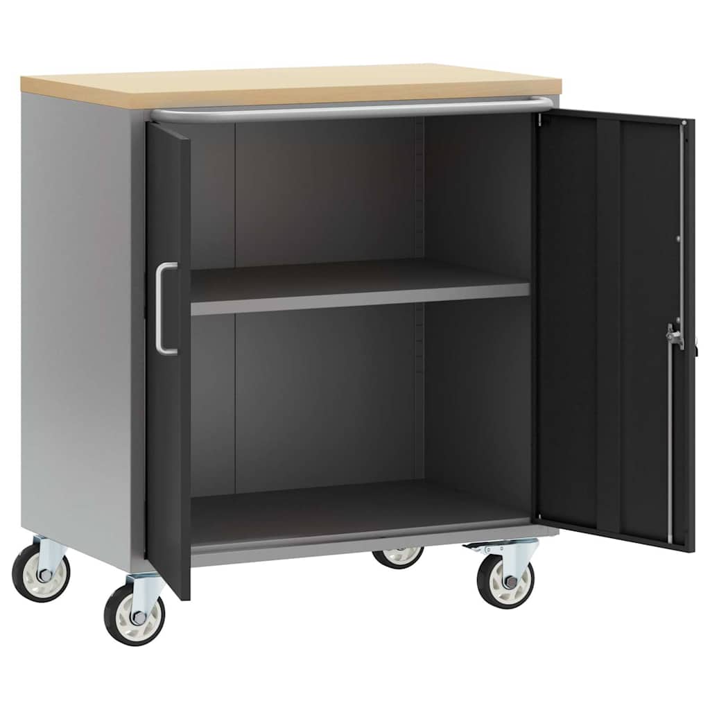 Trolley Rolling Workbench Fekete és Szürke 75 x 45 x 85 cm