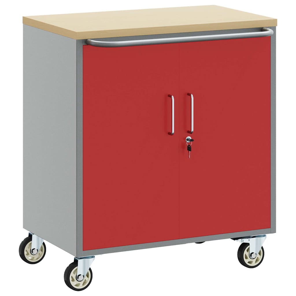 Trolley Rolling Workbench Piros és Szürke 75 x 45 x 85 cm