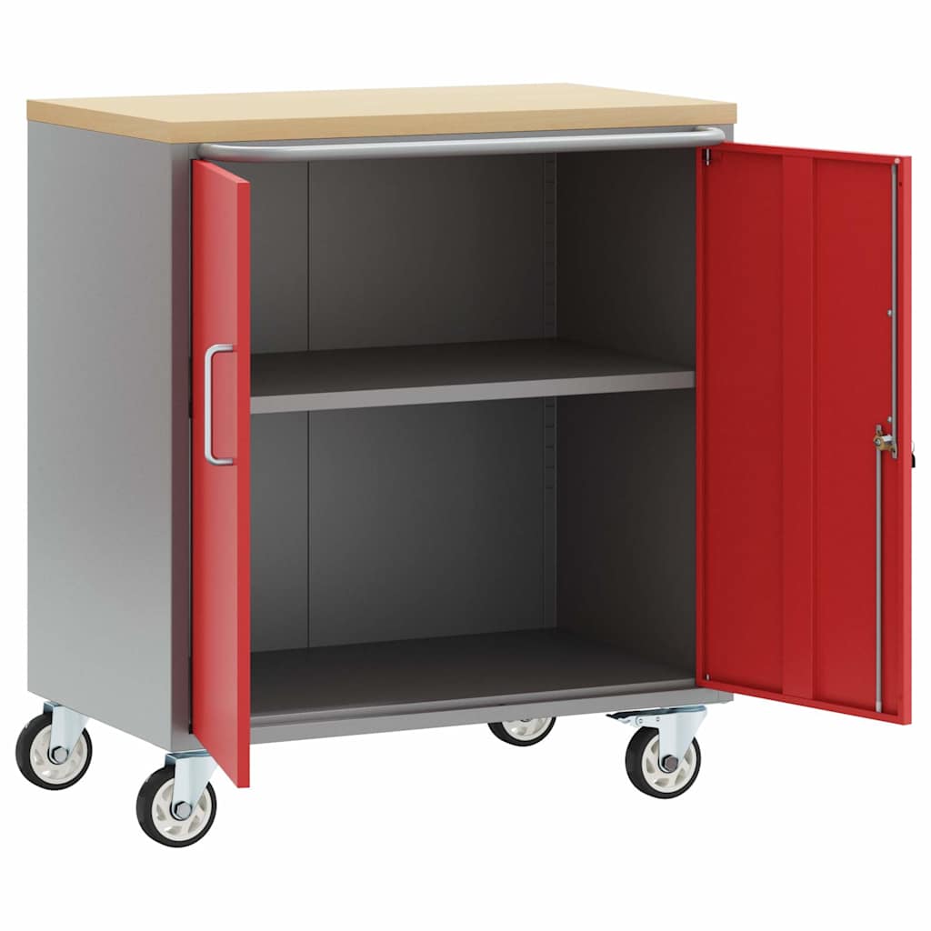 Trolley Rolling Workbench Piros és Szürke 75 x 45 x 85 cm