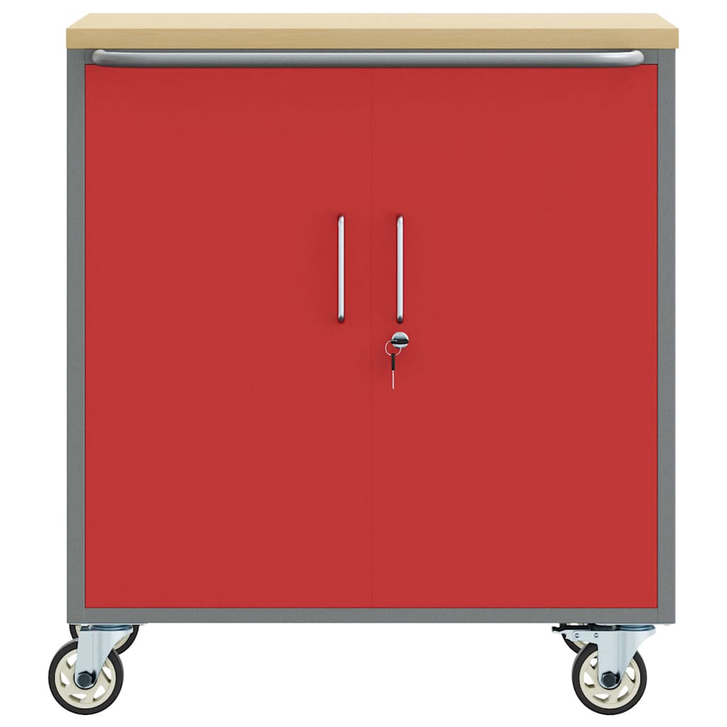 Trolley Rolling Workbench Piros és Szürke 75 x 45 x 85 cm
