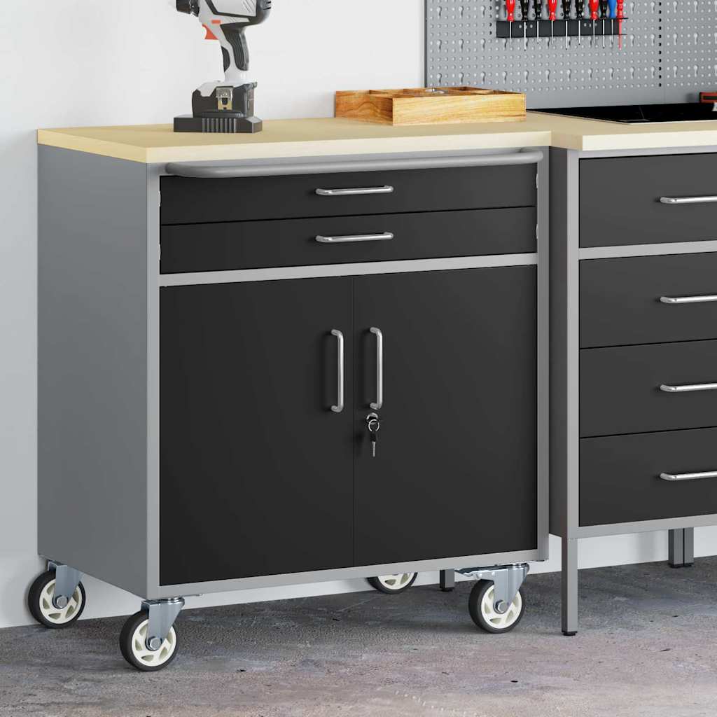 Trolley Rolling Workbench Fekete és Szürke 75 x 45 x 85 cm