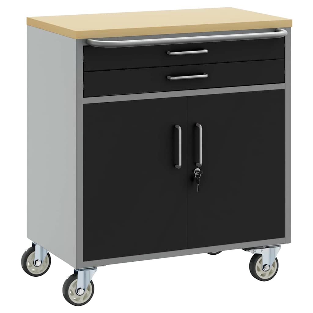 Trolley Rolling Workbench Fekete és Szürke 75 x 45 x 85 cm