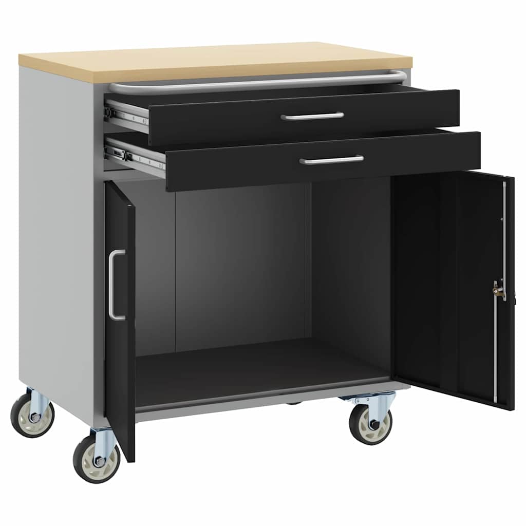 Trolley Rolling Workbench Fekete és Szürke 75 x 45 x 85 cm
