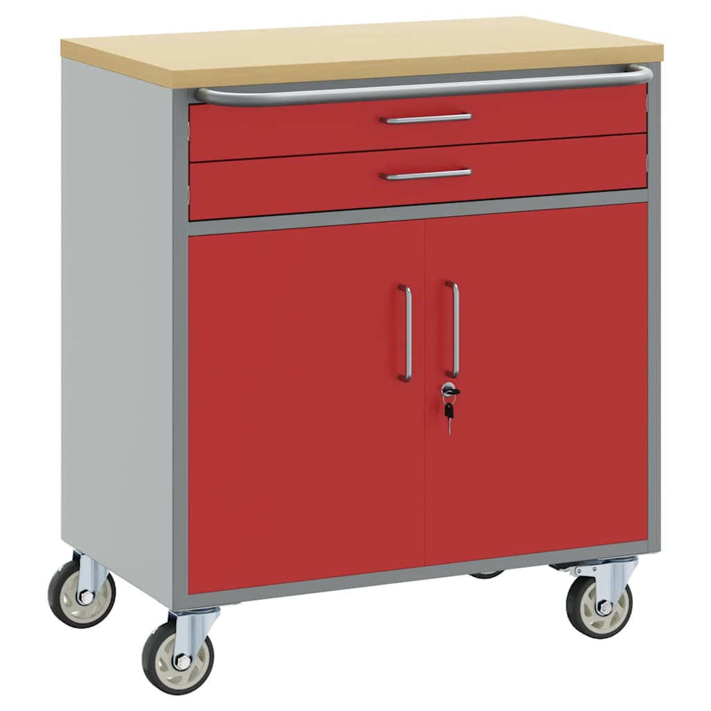Trolley Rolling Workbench Piros és Szürke 75 x 45 x 85 cm