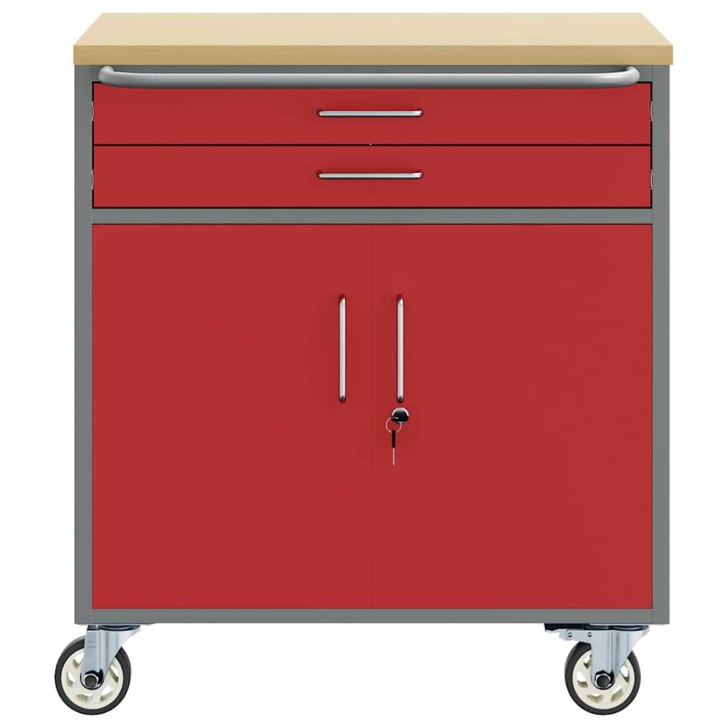 Trolley Rolling Workbench Piros és Szürke 75 x 45 x 85 cm