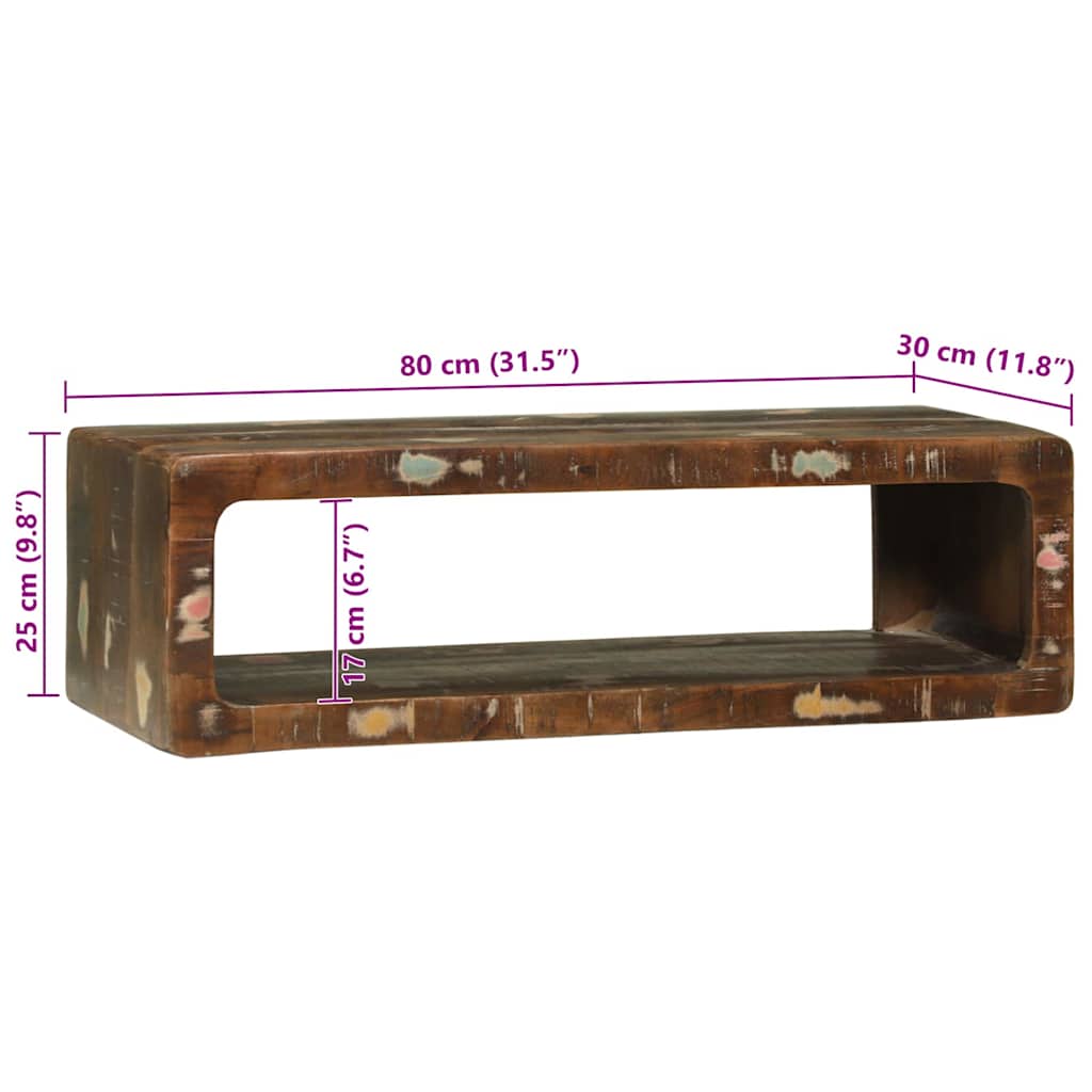 TV szekrény Sokszínű 80 x 30 x 25 cm Tömör újrahasznosított fa