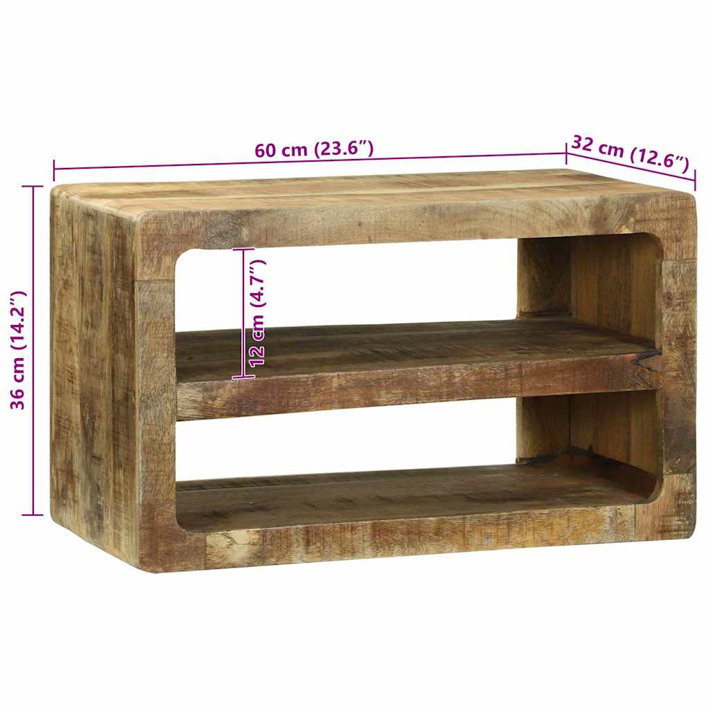 TV szekrény polcokkal Barna 60 x 32 x 36 cm Tömör mangófa