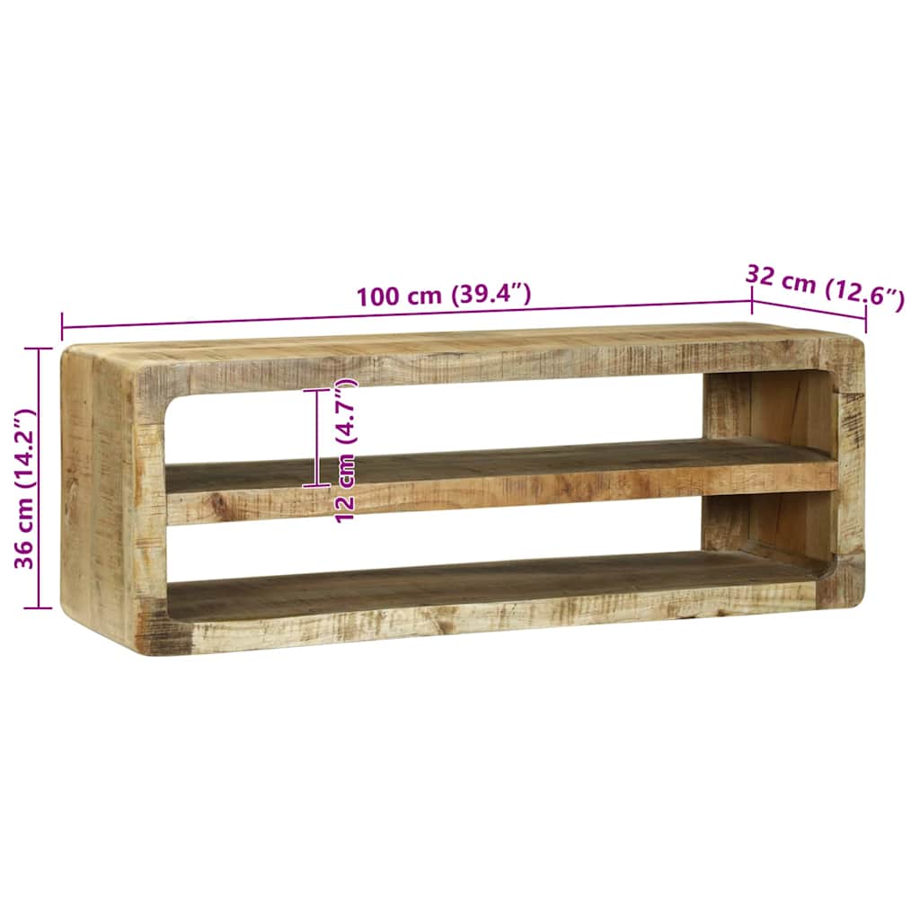 TV szekrény polcokkal Barna 100 x 32 x 36 cm Tömör mangófa