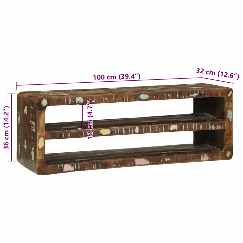 TV szekrény Sokszínű 100 x 32 x 36 cm Tömör újrahasznosított fa