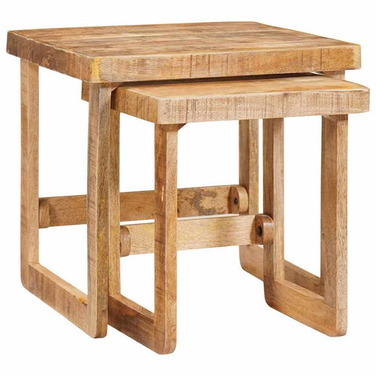 Egymásba helyezhető asztalok 2 pcs Barna Tömör Mangófát