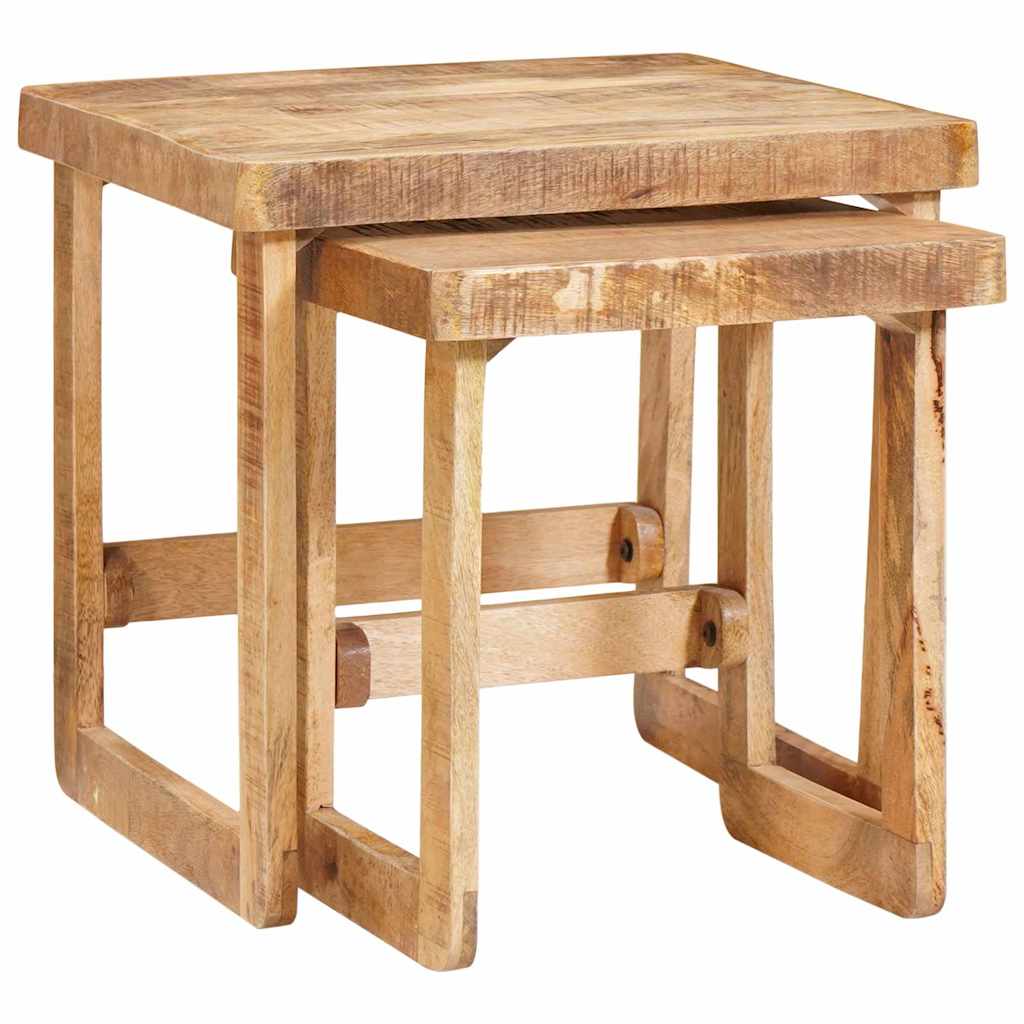 Egymásba helyezhető asztalok 2 pcs Barna Tömör Mangófát
