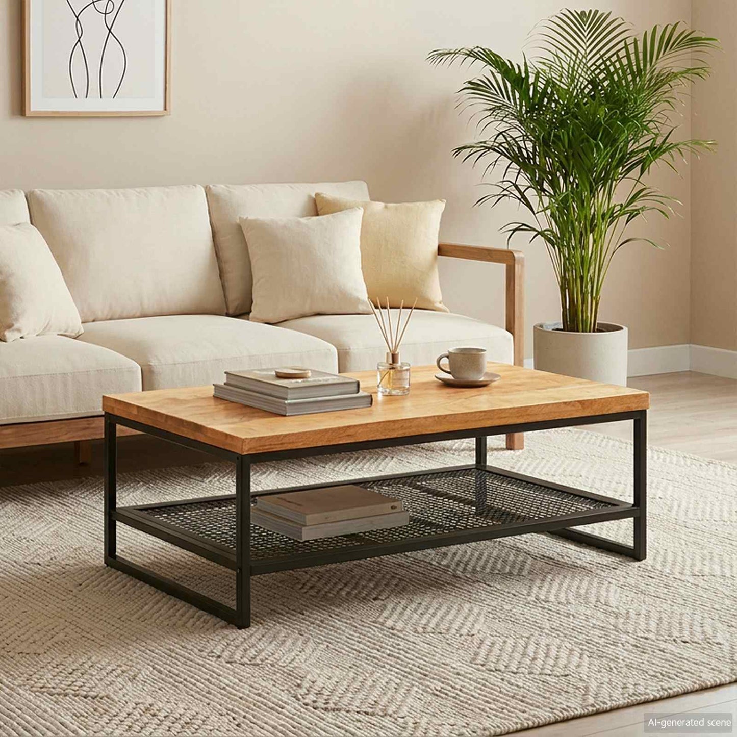Dohányzóasztal Barna és fekete 110 x 55 x 35 cm Tömör Mangófát