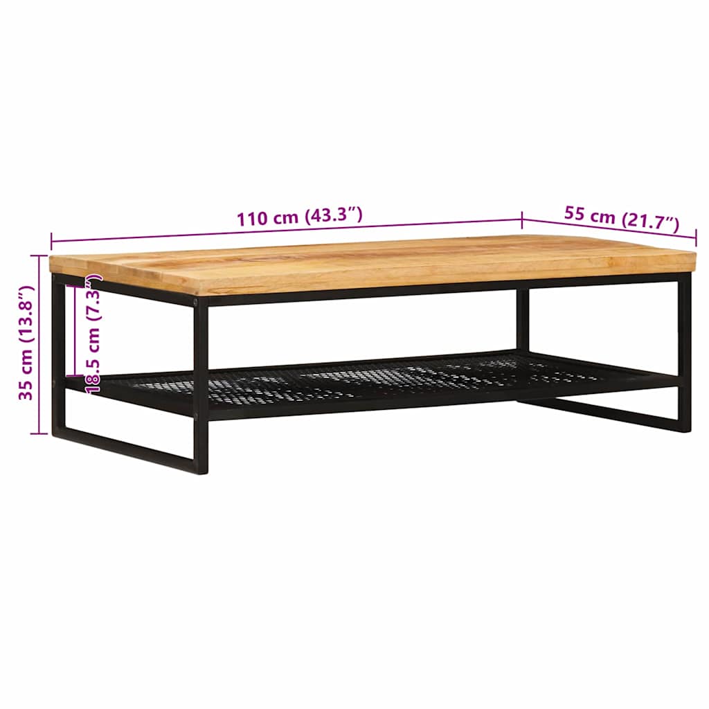 Dohányzóasztal Barna és fekete 110 x 55 x 35 cm Tömör Mangófát