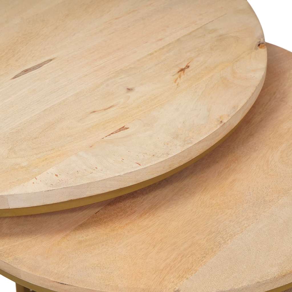 Fészkelt Kávézó Asztalok 3 pcs Barna Tömör mangófa és acél