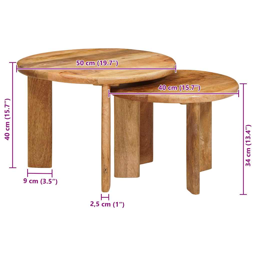Fészkelt Kávézó Asztalok 2 pcs Barna Tömör Mangófát