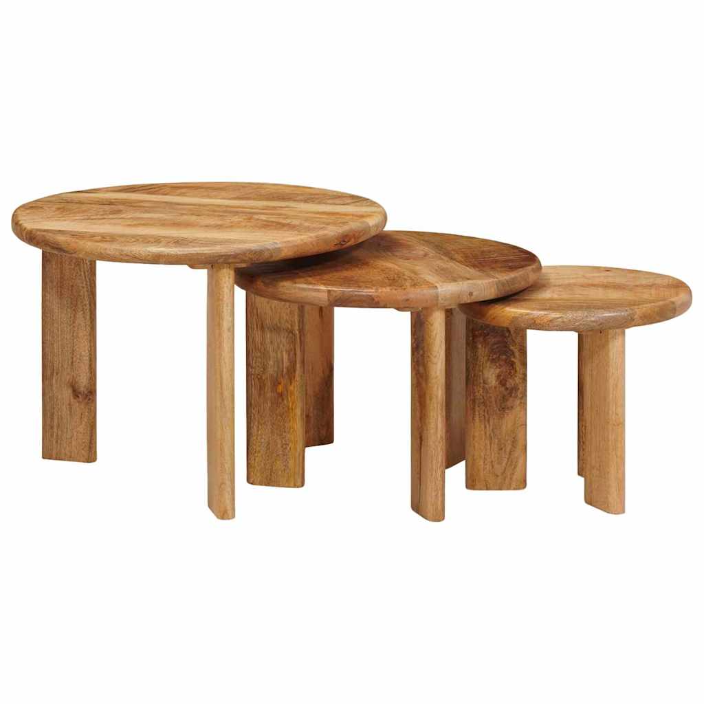 Fészkelt Kávézó Asztalok 3 pcs Barna Tömör Mangófát