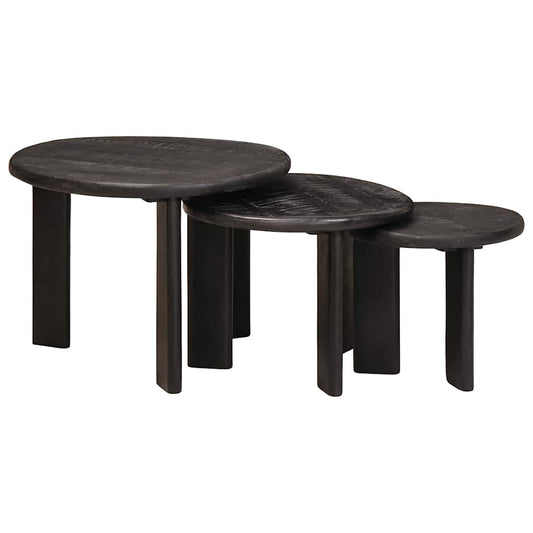 Fészkelt Kávézó Asztalok 3 pcs Fehér Tömör Mangófát