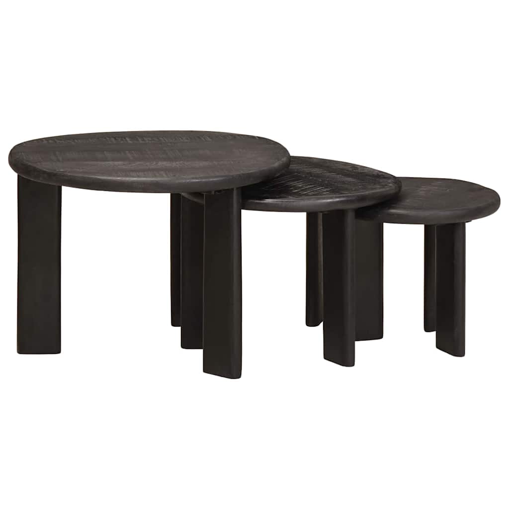 Fészkelt Kávézó Asztalok 3 pcs Fehér Tömör Mangófát