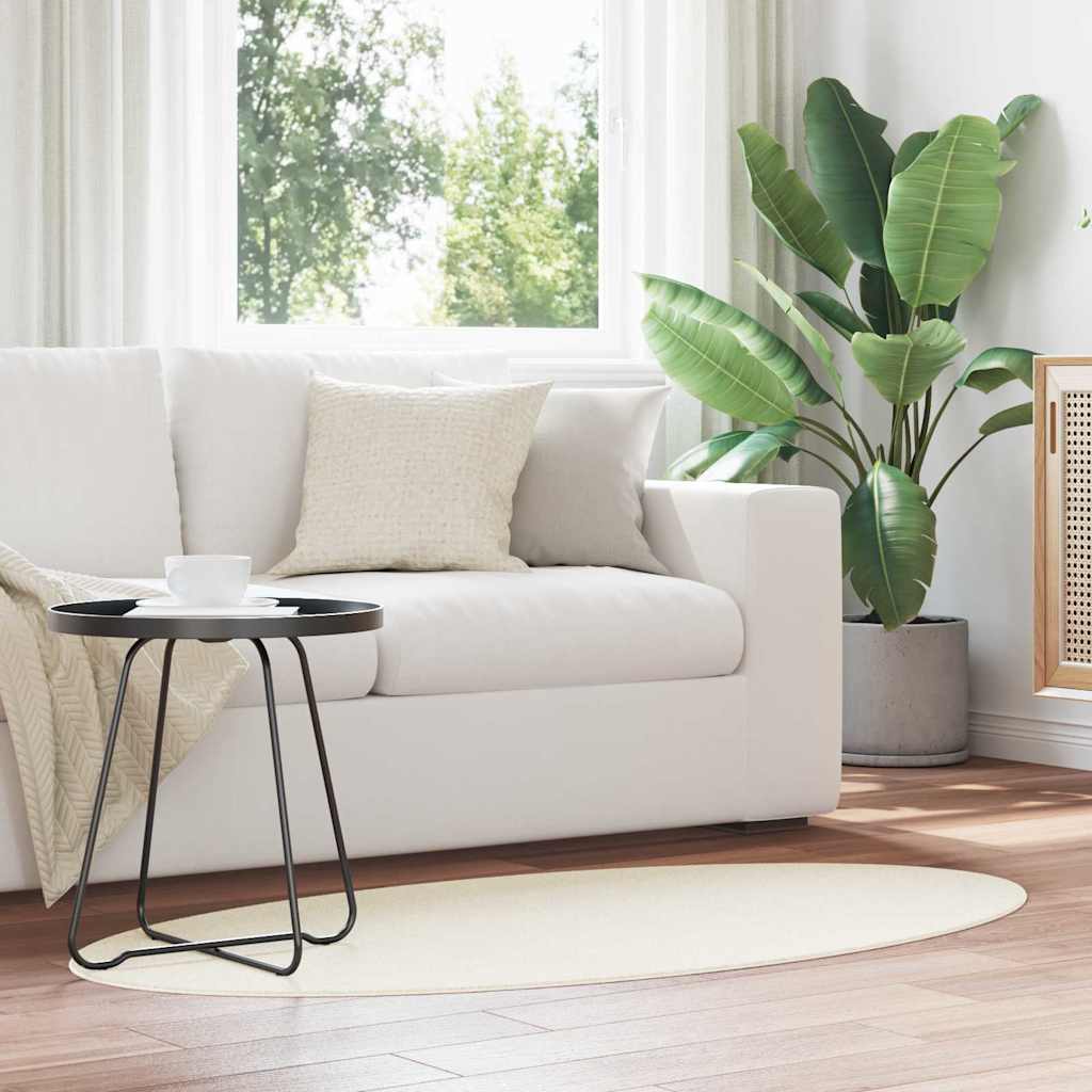 Területszőnyegek Ovális HUARTE Krém 80 x 150 cm 100% poliészter