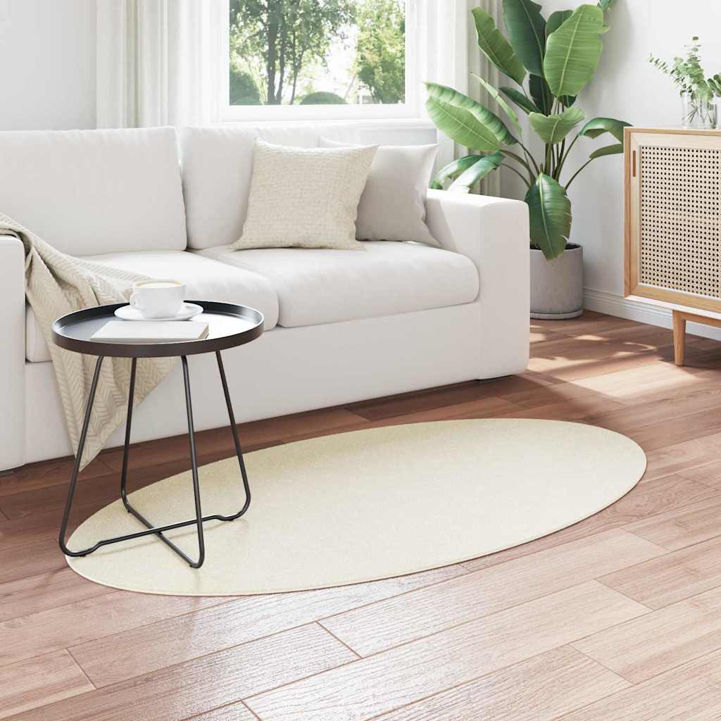 Területszőnyegek Ovális HUARTE Krém 80 x 150 cm 100% poliészter