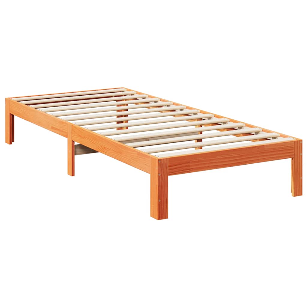 viaszbarna tömör fenyő ágykeret matrac nélkül 80x200 cm