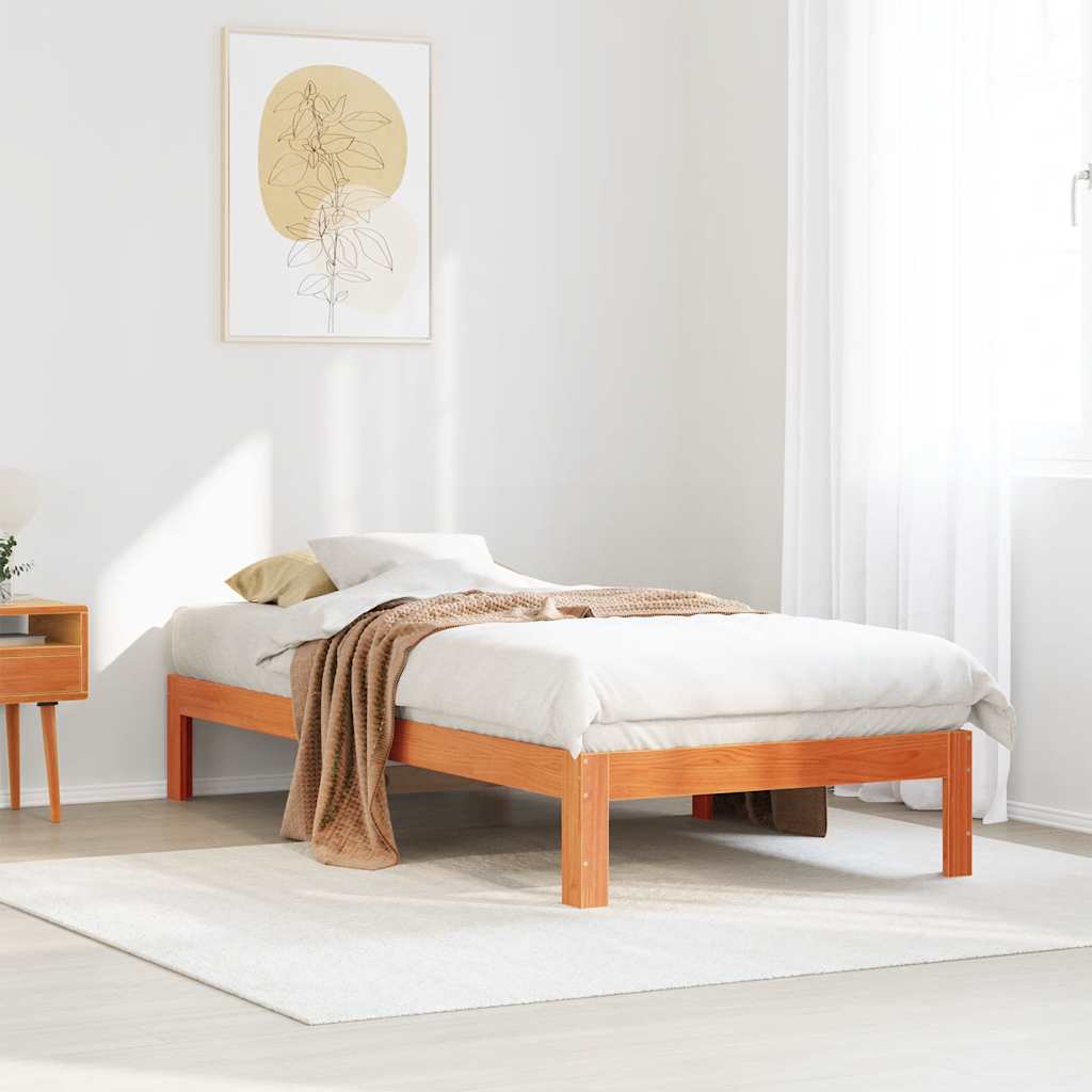 viaszbarna tömör fenyő ágykeret matrac nélkül 80x200 cm