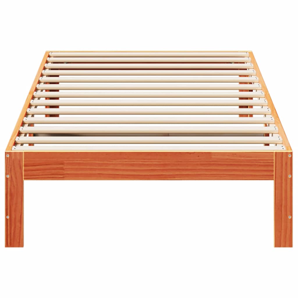 viaszbarna tömör fenyő ágykeret matrac nélkül 80x200 cm