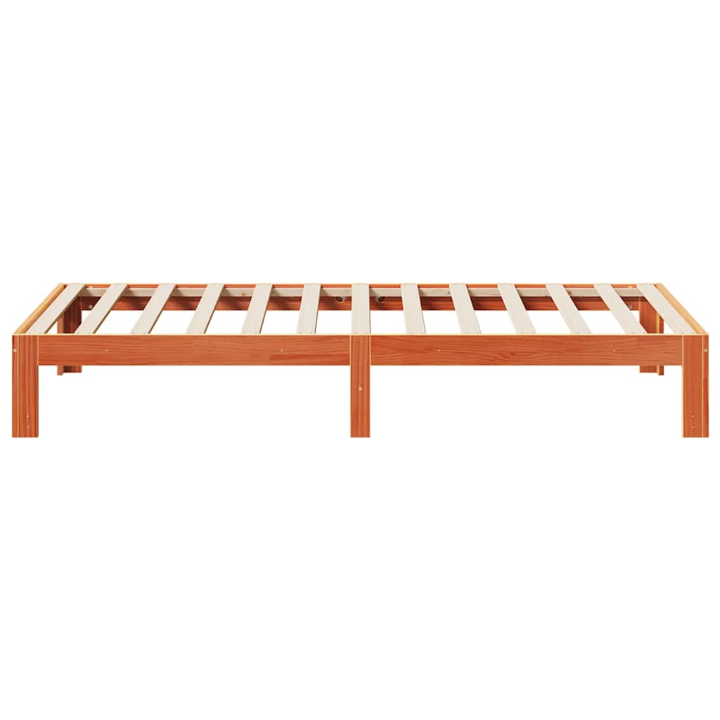 viaszbarna tömör fenyő ágykeret matrac nélkül 80x200 cm