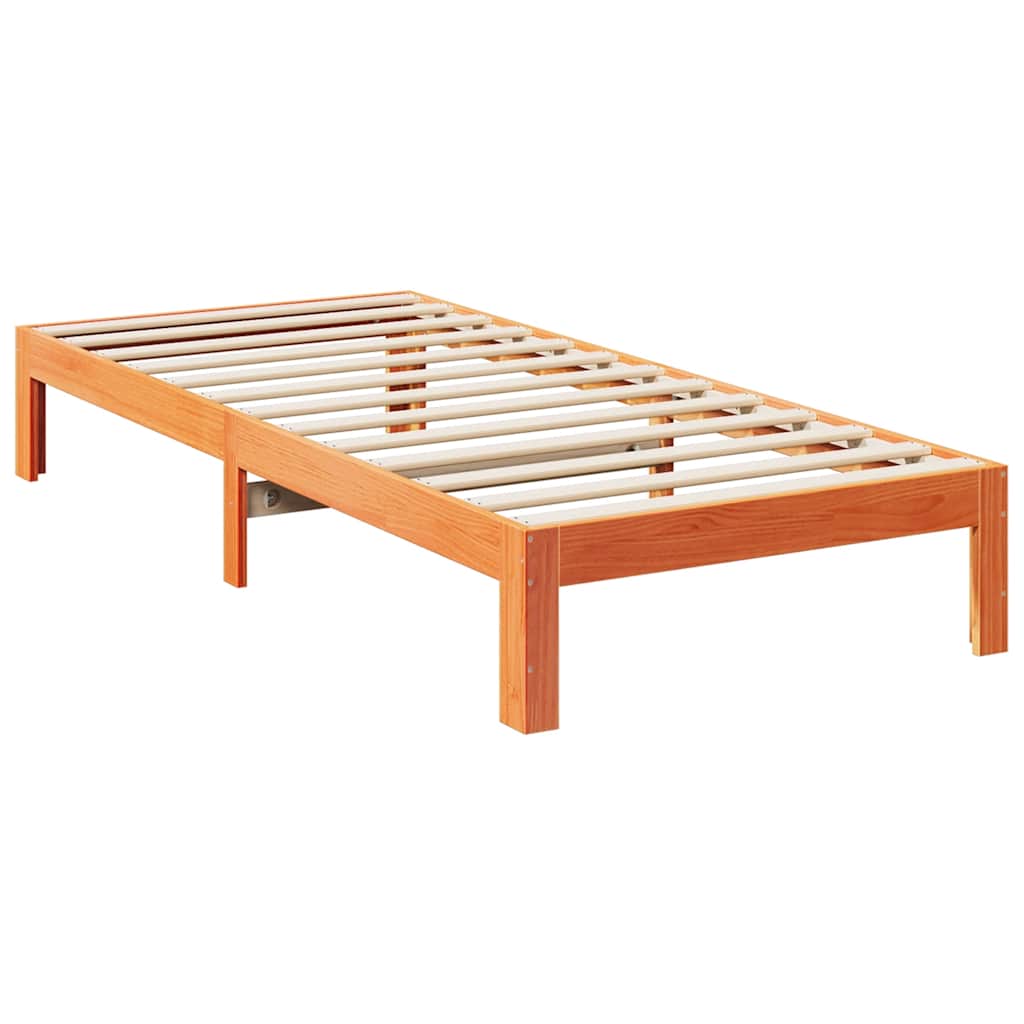 viaszbarna tömör fenyő ágykeret matrac nélkül 80x200 cm