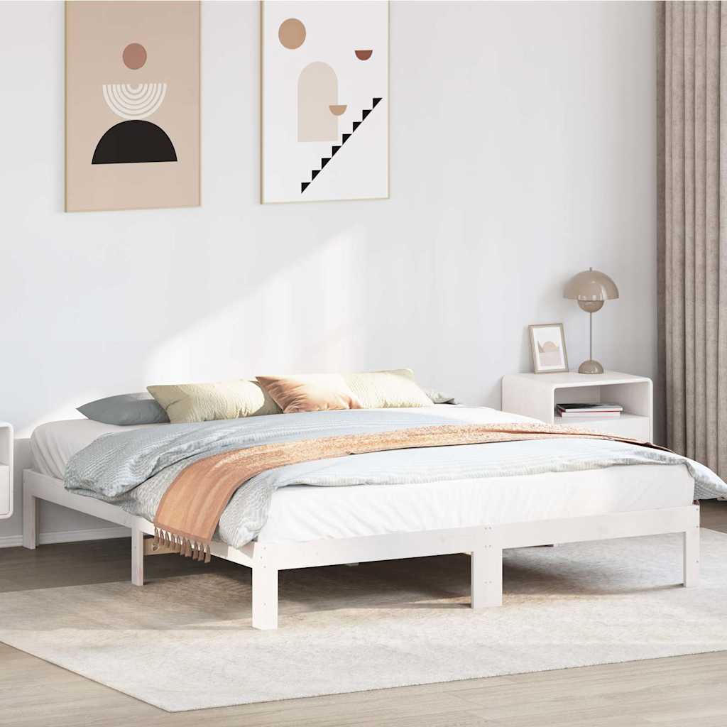 fehér tömör fenyőfa ágy matrac nélkül 160 x 200 cm