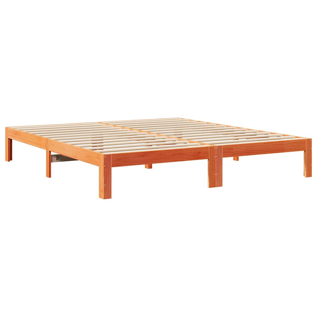 viaszbarna tömör fenyőfa ágy matrac nélkül 160 x 200 cm