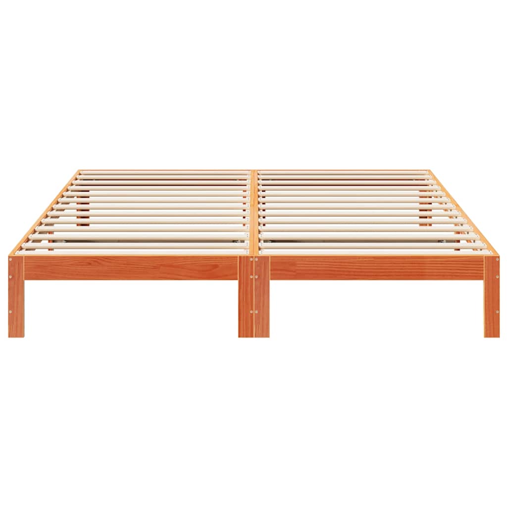 viaszbarna tömör fenyőfa ágy matrac nélkül 160 x 200 cm
