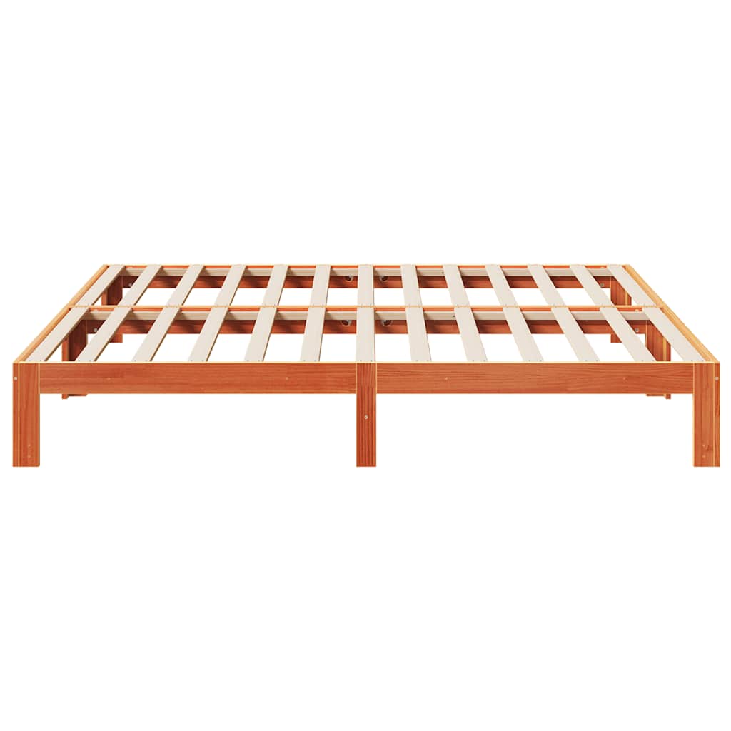 viaszbarna tömör fenyőfa ágy matrac nélkül 160 x 200 cm