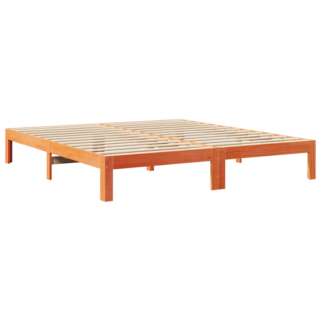 viaszbarna tömör fenyőfa ágy matrac nélkül 160 x 200 cm