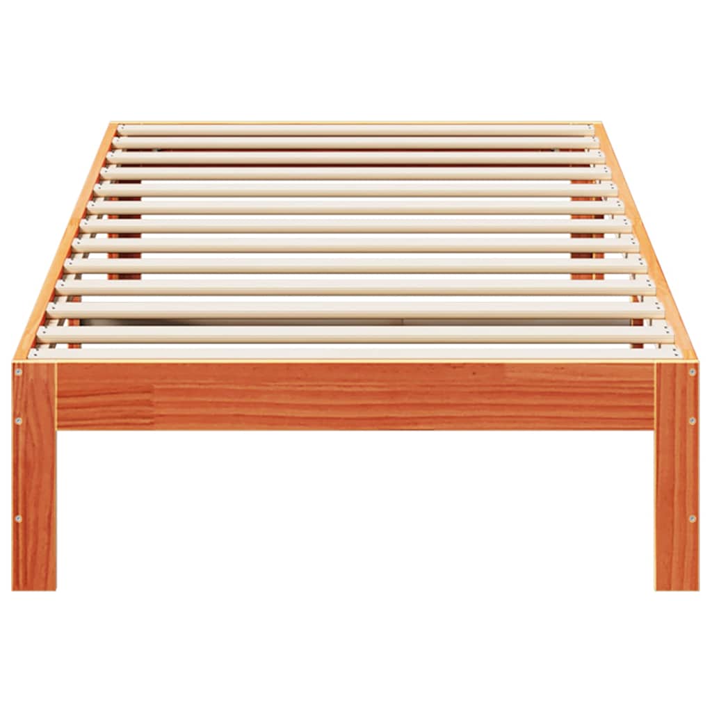 viaszbarna tömör fenyőfa ágy matrac nélkül 90 x 200 cm