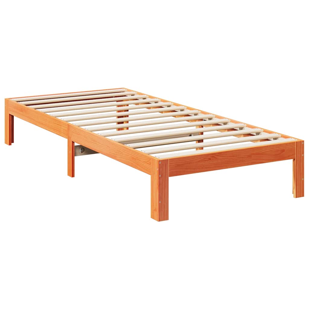 viaszbarna tömör fenyőfa ágy matrac nélkül 90 x 200 cm
