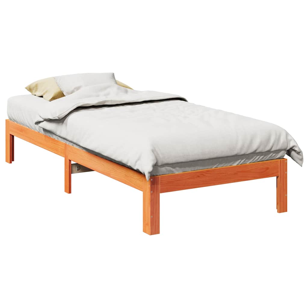 viaszbarna tömör fenyőfa ágy matrac nélkül 90 x 200 cm