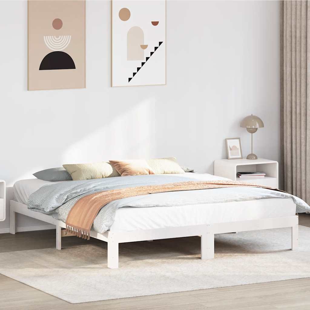 fehér tömör fenyőfa ágy matrac nélkül 180 x 200 cm