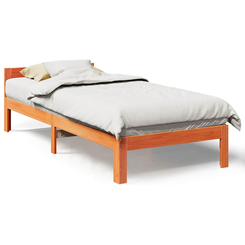 viaszbarna tömör fenyő ágykeret matrac nélkül 80x200 cm