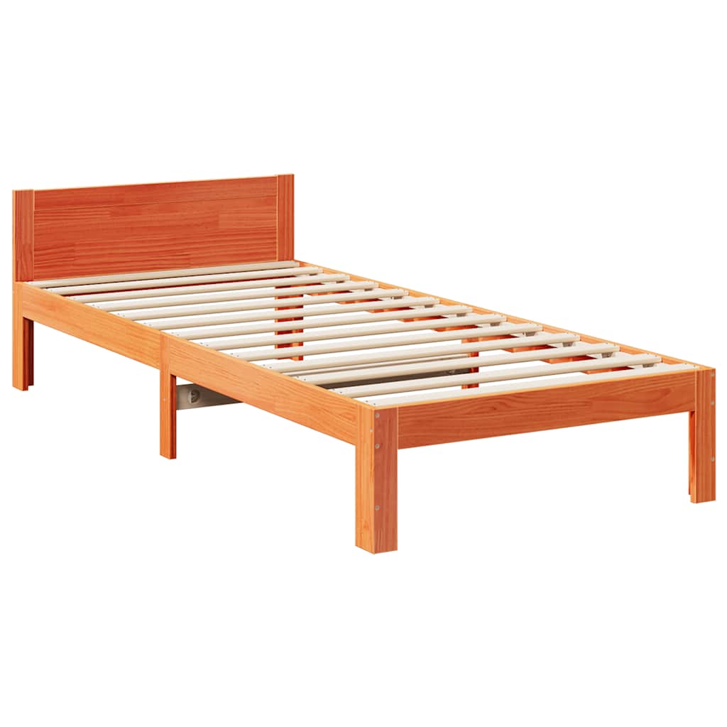 viaszbarna tömör fenyő ágykeret matrac nélkül 80x200 cm
