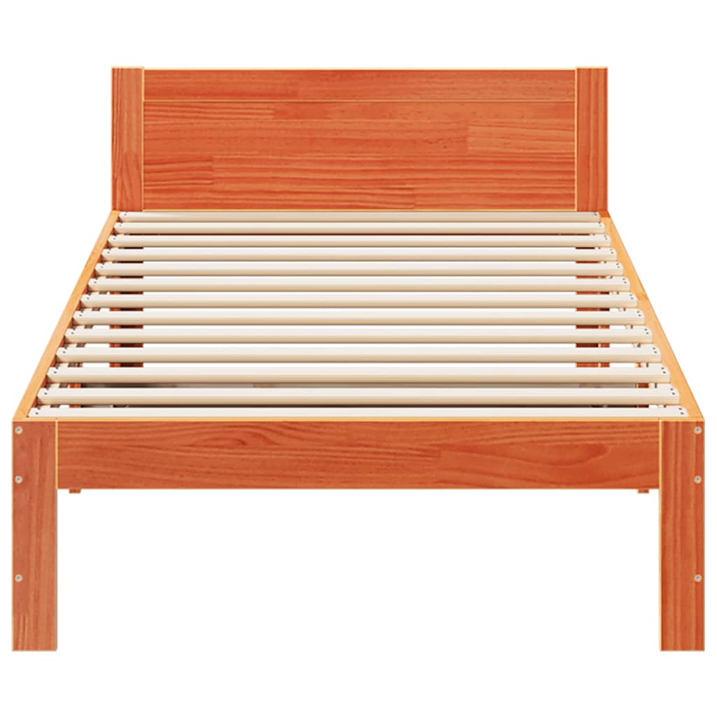 viaszbarna tömör fenyő ágykeret matrac nélkül 80x200 cm